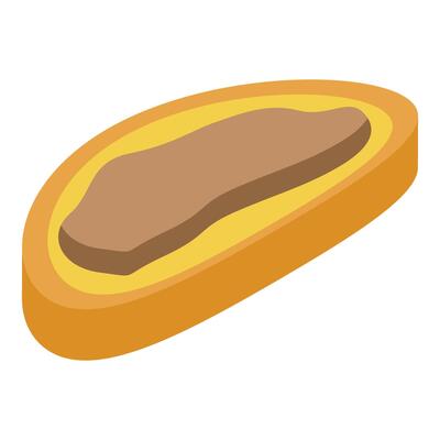 Sliced bread loaf with filling lying on white background