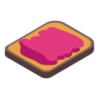 Slice of toast with raspberry jam isometric illustration vector