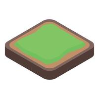 Square toast bread with green avocado spread isometric view vector