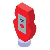 Red ketchup bottle standing on white background isometric view vector