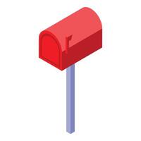 Red mailbox standing on a pole is waiting for correspondence vector