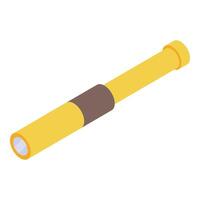 Yellow spyglass isometric view for exploring and searching vector