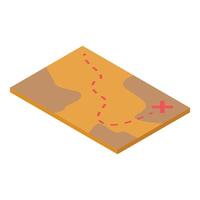 Isometric treasure map showing the route to x marks the spot vector