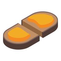 Sliced bread with orange jam in isometric view vector