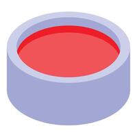 Round dye container holding red ink for clothes printing vector