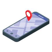 Smartphone showing location pin on city map app vector