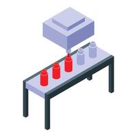 Automatic 3d printer creating objects from plastic filament on conveyor belt vector