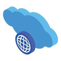 Blue cloud computing connecting to global network isometric icon vector
