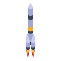 Space rocket taking off from launch pad with red flames vector