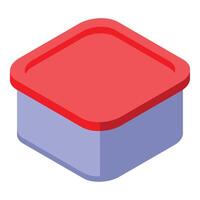Closed red empty plastic container isometric view vector