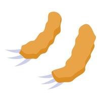 Two chicken nuggets floating with claws isometrically projected vector