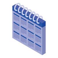 Blue wall calendar with spiral binding is showing the month vector