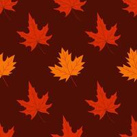 A pattern of orange and red leaves on a brown background. The leaves are stylized and appear to be floating in the air. Scene is warm and inviting, evoking the feeling of autumn vector