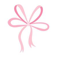 A pink ribbon with a bow is drawn on a white background. The ribbon is pink and white, and it is drawn in a way that makes it look like it is being tied. The ribbon is the main focus of the image vector