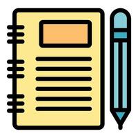 Yellow notepad with blank page and pencil taking notes vector
