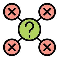 Decision making process with multiple wrong choices icon vector