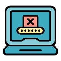 Laptop showing wrong password notification with cross mark icon on screen vector