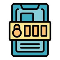 Smartphone showing password entering process icon outline vector