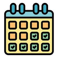 Colorful calendar showing days of the month with check marks vector