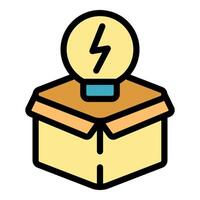 Light bulb sitting on top of a cardboard box delivering innovative idea vector