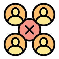 Four people social distancing with cross sign showing disconnection vector