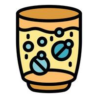 Glass of water containing dissolving effervescent tablets is being prepared vector