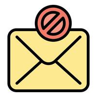 Yellow envelope with a red forbidden symbol on top representing spam vector