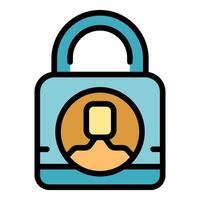 Personal data protection with padlock protecting user profile vector