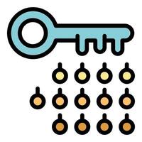 Key unlocking a matrix of digital padlocks representing online security vector