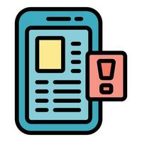 Smartphone showing warning notification icon on screen vector