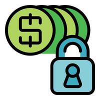 Padlock protecting money representing secure investment concept vector