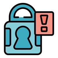 Padlock showing exclamation point warning security breach vector