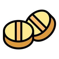Two round pills with a line representing breaking point vector