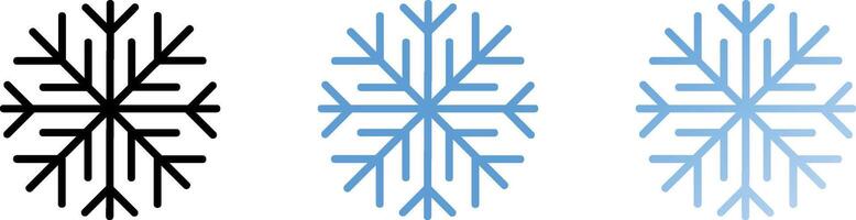 Snowflake icon set. Black, color, gradient. Winter vector