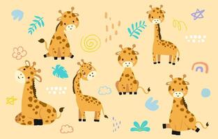 cute giraffe element object for kid design vector