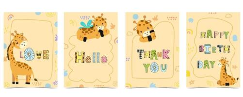 cute giraffe template background for a4 vertical design vector