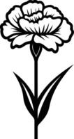 A black and white flower with leaves vector
