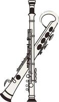 A clarinet and saxophone on a white background vector