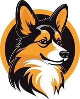 A dog head in a circle with an orange background vector