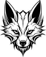 A black and white fox head with a tribal style vector