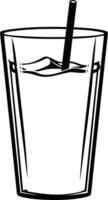 A glass of water with a straw in it vector