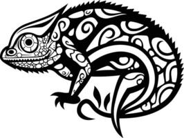A chameleon with tribal patterns on its back vector