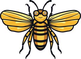 A cartoon bee with black and yellow wings vector