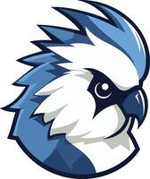 A blue and white bird head with a large beak vector