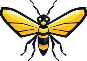 A yellow and black wasp insect vector