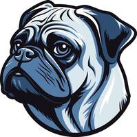 A pug dog head with a blue background vector
