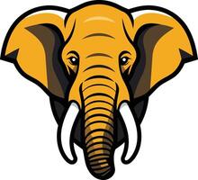 An elephant head with tusks on a white background vector