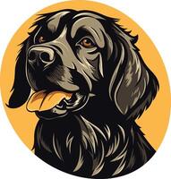 A black dog with a yellow background vector