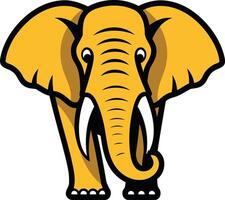 An elephant with tusks standing in front of a white background vector