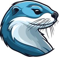 An otter head with a blue background vector